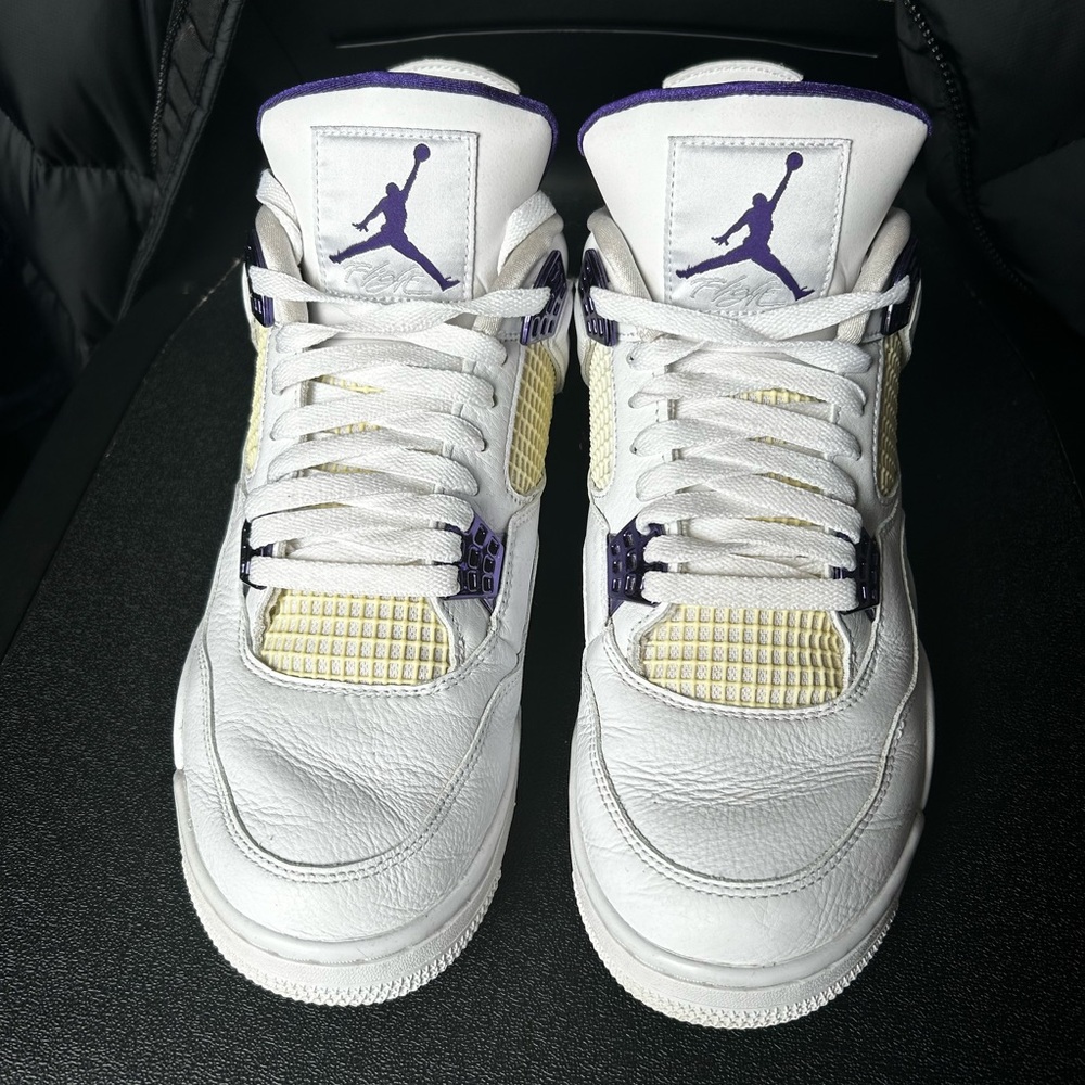 White and Purple Air Jordan Sneakers